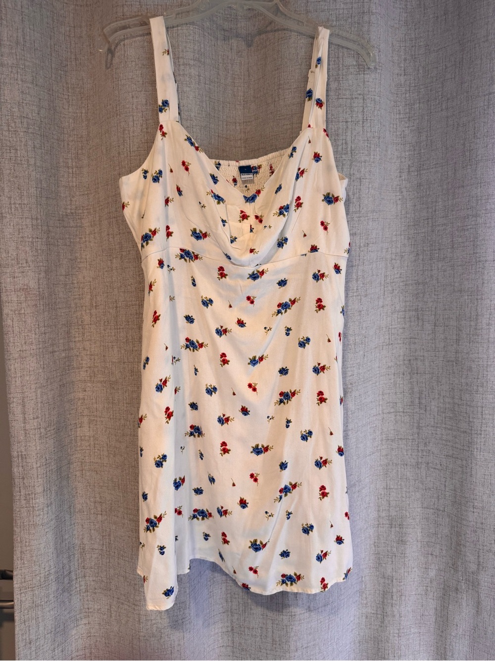 Old Navy White Floral Slip Dress with Red and Blue Flowers